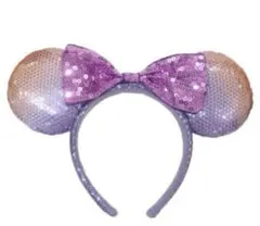 ディズニーリゾート　スパンコール　パープル　グラデーション　カチューシャ