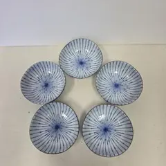 新品 美濃焼き 墨はじき十草 浅鉢 5個セット