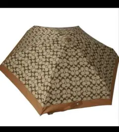 COACH 折りたたみ傘 ロゴパターン ブラウン