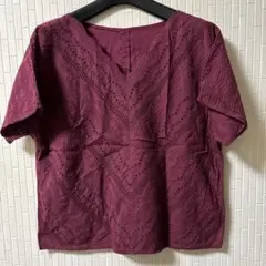 カット刺繍入り半袖ブラウス