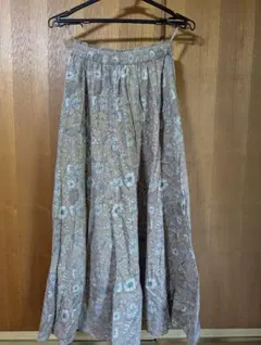 フラワープリント ロングスカート ピンクベージュ F