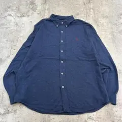 ラルフローレン　刺繍　ワンポイント　ポニー　長袖シャツ　古着　ブルー系　XL