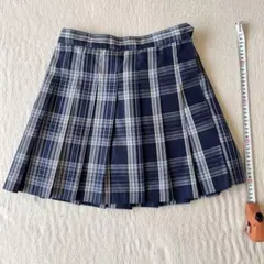 ブルー チェック柄ミニプリーツスカート