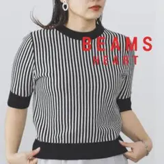 BEAMS HEART ストライプ 半袖ニット