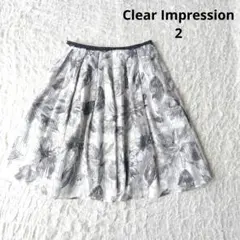 【クリアインプレッション】花柄　フレアスカート　ストライプ　シアー　膝丈　2のサムネイル