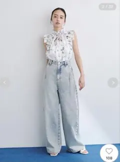 FRAY I.D☆サイドラインワイドデニムパンツ☆美品☆Sサイズのサムネイル