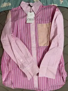 ZARA ピンクストライプ長袖シャツ XS