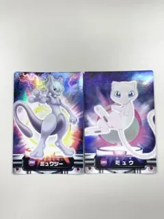 ずかんカード 】ポケモン ミュウツー ミュウ ホロNo.382.390