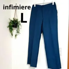 アンファミエ 医療 介護 ダークブルー スラックス パンツ L