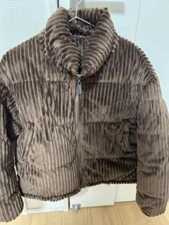 ブラウン コーデュロイ ダウンジャケット