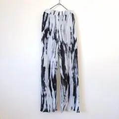 SHEIN プリーツパンツ グレー ブラック ウエストゴム レディース 総柄