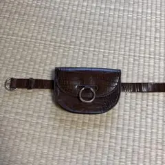 H&M ブラウン クロコダイル調 ウエストポーチ