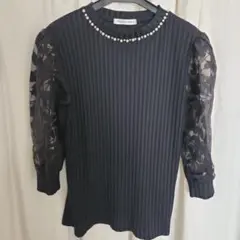 ヘルシーカレン　ブラックカットソー　袖レース➕HABAスクワクレンジング