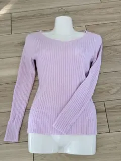 BELIEVE リブ編み Ｖネックニット Mサイズ