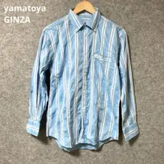 yamatoya GINZA 青と白のストライプ ボタンダウンシャツ
