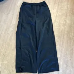 黒 フリース ワイドパンツ