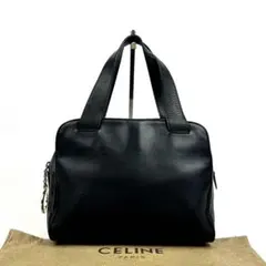 【美品】セリーヌ　ハンドバッグ　ミニボストン　サークル金具　レザー　ブラック　黒