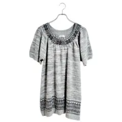 半袖ニット 4L グレー カジュアル おしゃれ 春秋 かわいい チュニック