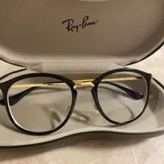 Ray-Ban RB7140 ブラック ゴールド フレーム、ケース　度入りレンズ