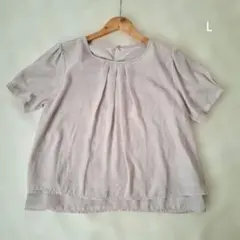 半袖 シャツ・ブラウス シフォン グレージュ Lのサムネイル