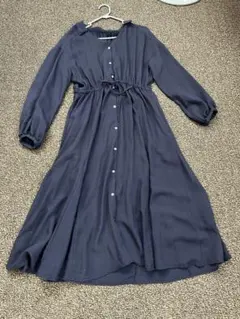 スローブイエナ　ネイビーボタン付き シャツワンピース