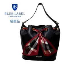 【極美品】クレストブリッジ ワンショルダー チェック レザー リボン ブラック