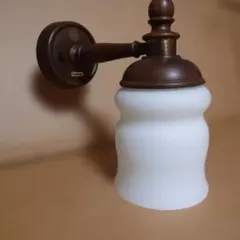 レトロ［National］フロストガラス 白乳色 ブラケット 木製 壁掛け