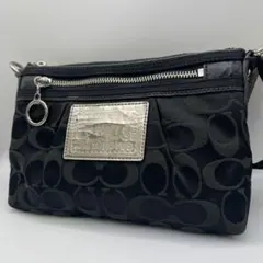 COACHコーチ　シグネチャー　ショルダーバッグ　ポピー　ブラック