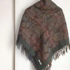 pierre cardin 花柄スカーフ オリーブグリーン大判