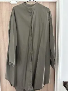 シャツワンピースフリー　カーキ　ミリタリー