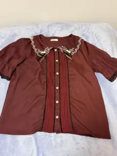 axes femme POETIQUE 半袖ブラウス ボルドー