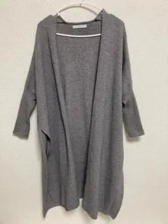 FENNEL グレー スリット入り ロングニットカーディガン ロングコート M