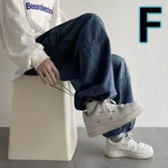 デニムパンツ　カーゴパンツ　ワイド　ユニセックス　ジョガーパンツ　ブルー　裾絞り