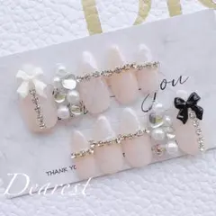 フレンチガーリー ガーリーリボン ワンホン y2k 量産型 韓国ネイル