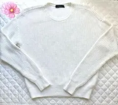 BEAMS Demi-Luxe ホワイト コットン　ニットセーター 白長袖のサムネイル