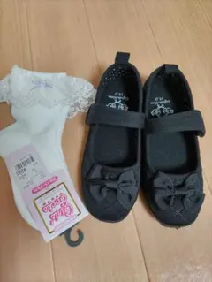 女の子　フォーマルシューズ　靴下　19cm　2点セット