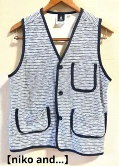 【niko and...】 ボーダー パイピングベスト サイズ2（メンズM相当）