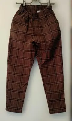 デビロック　ストレッチパンツ　140 薄手　裏起毛　チェック　ブラウン　美品