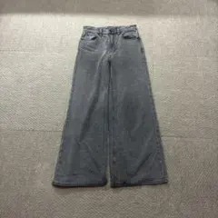 レディース ワイドデニムパンツ グレー