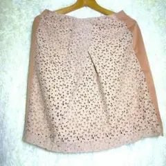 デミルクスビームス【38】レディース ひざ丈スカート レース 綿混 ベージュ系