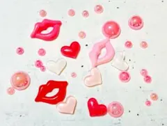 ネイルパーツ ハート リップ ピンクパール　セット