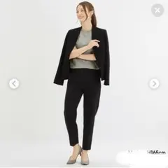 GU　テーパードアンクルパンツ　ストレッチ　L　ネイビー