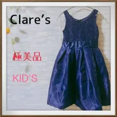 極美品　スパンコール使い　 クレアーズ　異素材　ノースリーブ　ワンピース　140