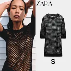 ZARA メッシュニット オープンニットセーター Sのサムネイル