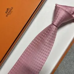箱付き　極美品　エルメス　ネクタイ　ピンク　H柄H織ファソネ 結婚式