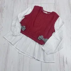 SLAP SLIP 長袖カットソー 120 赤/白