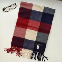 【NOLLEY'S】カシミヤ100% トリコロールチェック柄マフラー