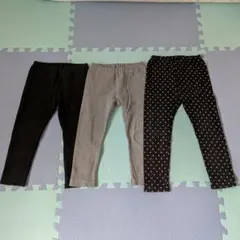 UNIQLO ユニクロ レギンス ３枚 100cm クロ グレー ドット柄