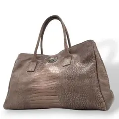 フルラ　ハンドバッグ　クロコ型押し　レザー　FURLA　グレージュ　s60