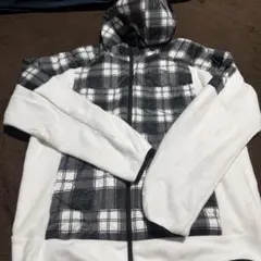 キャロウェイ　フリース フード付きジャケット 白黒チェック　3L